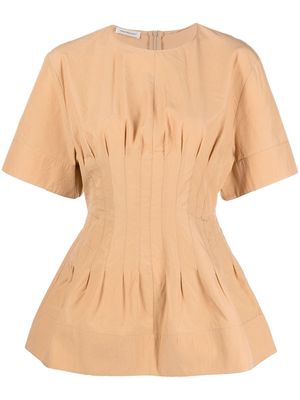 There Was One dart fold short-sleeve blouse - Neutrals