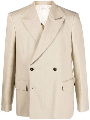 There Was One double-breasted linen blazer - Neutrals