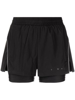 There Was One double-layer running shorts - Black