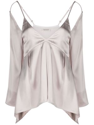 There Was One draped cold-shoulder satin blouse - Neutrals