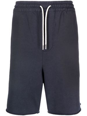 There Was One drawstring organic-cotton track shorts - Blue
