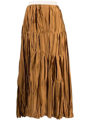 There Was One gathered pleat mid-length skirt - Brown