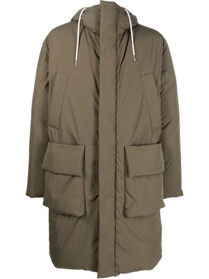 There Was One hooded long puffer coat - Green