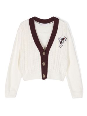 There Was One Kids cable-knit cropped cardigan - White