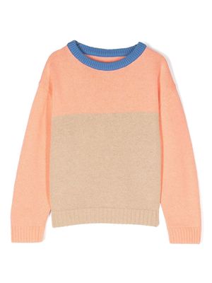 There Was One Kids colour-block crew-neck jumper - Neutrals