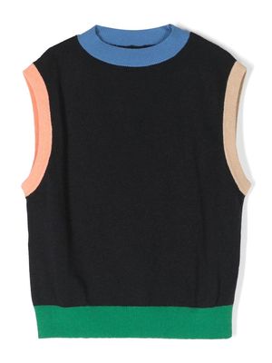 There Was One Kids colour-block knitted vest - Blue