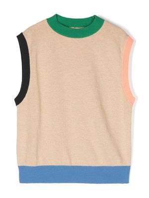There Was One Kids colour-block knitted vest - Neutrals