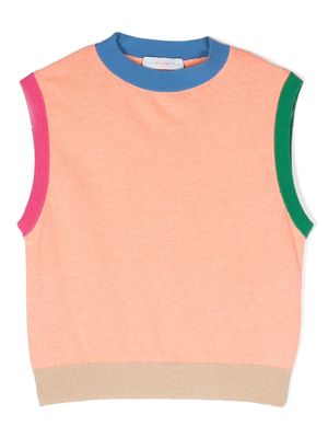 There Was One Kids colour-block knitted vest - Orange