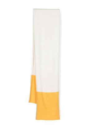 There Was One Kids colour-block ribbed-knit scarf - White