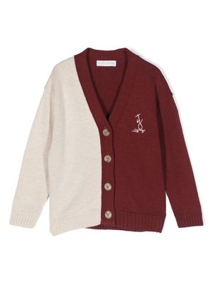 There Was One Kids colour-block V-neck cardigan - Neutrals