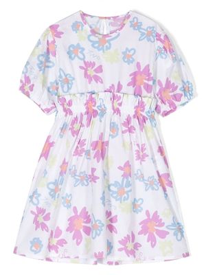 There Was One Kids floral-print cotton dress - White
