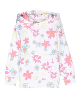 There Was One Kids floral-print cotton hoodie - White
