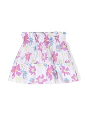 There Was One Kids floral-print flared poplin skirt - White