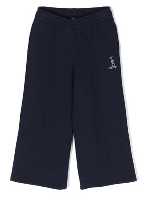 There Was One Kids logo-embroidered wide-leg track pants - Blue