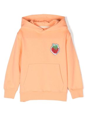There Was One Kids logo-patch cotton hoodie - Orange