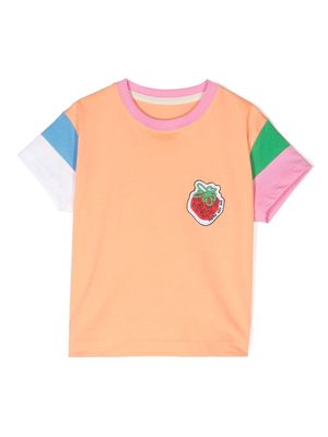 There Was One Kids logo-patch cotton T-shirt - Orange