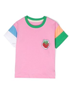 There Was One Kids logo-patch cotton T-shirt - Pink