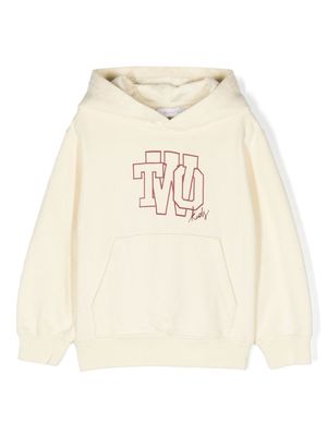 There Was One Kids logo-print cotton hoodie - Neutrals
