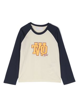 There Was One Kids logo-print cotton long-sleeve T-shirt - White