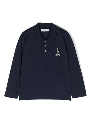 There Was One Kids logo-print cotton polo shirt - Blue