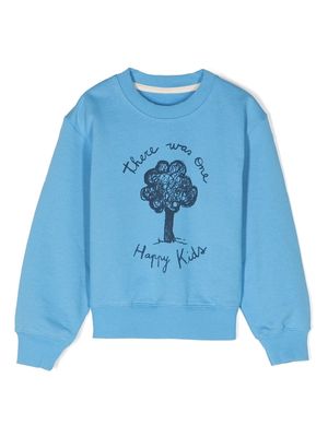 There Was One Kids logo-print cotton sweatshirt - Blue