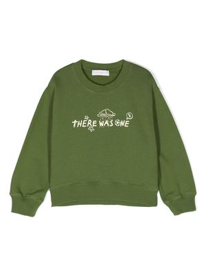 There Was One Kids logo-print cotton sweatshirt - Green
