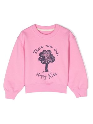 There Was One Kids logo-print cotton sweatshirt - Pink