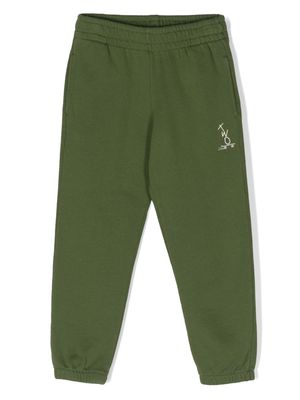 There Was One Kids logo-print cotton track pants - Green