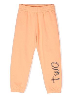 There Was One Kids logo-print elasticated fleece track pants - Orange
