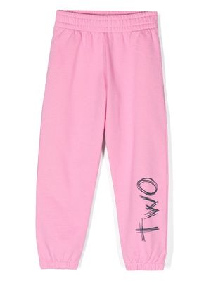 There Was One Kids logo-print elasticated fleece track pants - Pink