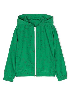 There Was One Kids sketch-print hooded rain jacket - Green