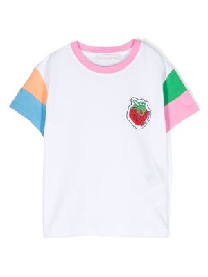 There Was One Kids strawberry-patch cotton T-shirt - White