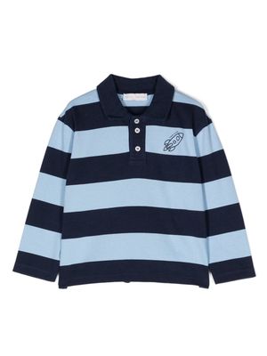 There Was One Kids striped long-sleeved polo shirt - Blue