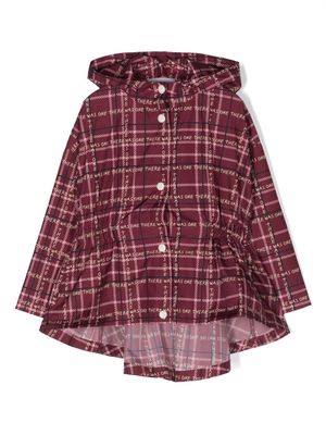 There Was One Kids tartan-print hooded raincoat - Red