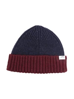 There Was One Kids two-tone ribbed-knit beanie - Blue