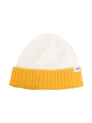There Was One Kids two-tone ribbed-knit beanie - Neutrals