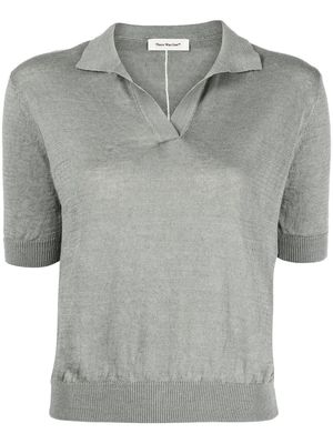 There Was One knitted short-sleeve polo top - Grey