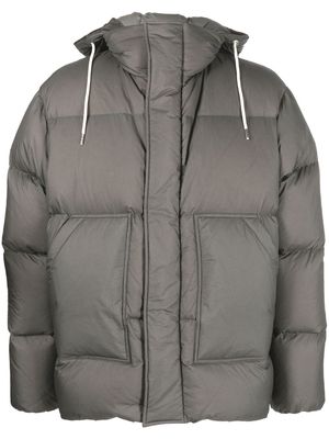 There Was One logo-print hooded puffer jacket - Grey
