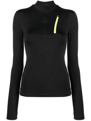There Was One long-sleeved half-zip mid layer top - Black