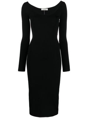 There Was One long-sleeved knitted midi dress - Black