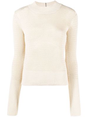 There Was One mock-neck open-knit jumper - Neutrals