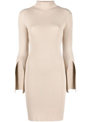 There Was One mock-neck ribbed dress - Neutrals