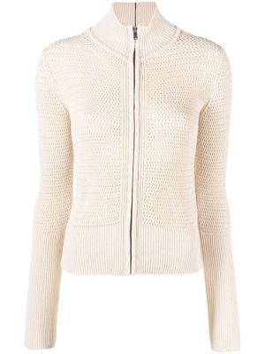 There Was One open-knit zip-up cardigan - Neutrals
