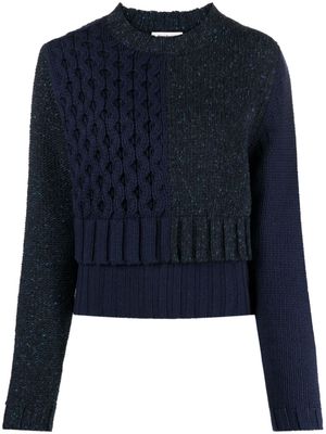 There Was One patchwork-knit layered jumper - Blue