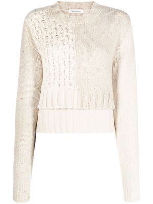 There Was One patchwork-knit layered jumper - Neutrals