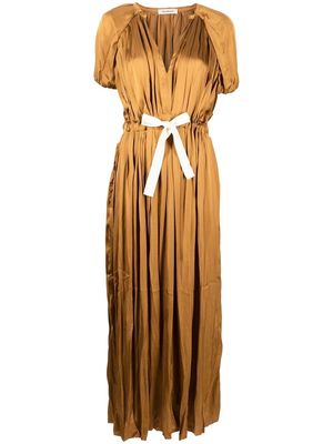 There Was One pleated short-sleeve dress - Brown