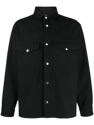 There Was One press-stud flannel overshirt - Black