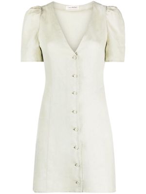 There Was One puff-sleeve linen mini dress - Green