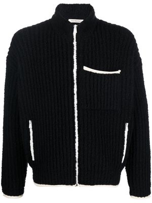 There Was One ribbed bouclé zip-up cardigan - Blue