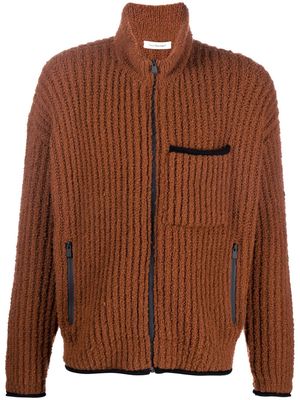There Was One ribbed bouclé zip-up cardigan - Orange